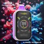 BOD vape device with blueberry watermelon background.
