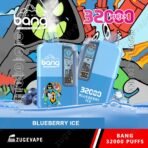 Bang Blueberry Ice vape, 32000 puffs, colorful graphics.