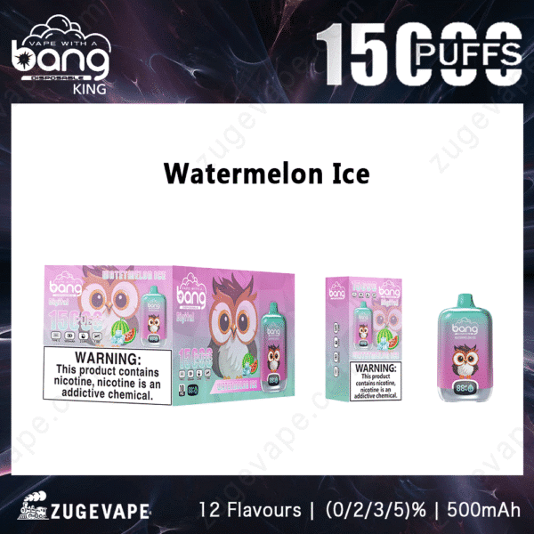 Watermelon Ice vape packaging with warning label.