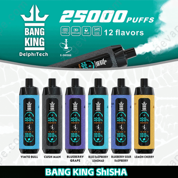 Bang King Shisha, 25000 puffs, 12 flavors