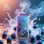 Colorful vape device with leopard imagery and blueberries.