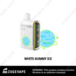 White Gummy Ice Geek Bar Pulse vape device.