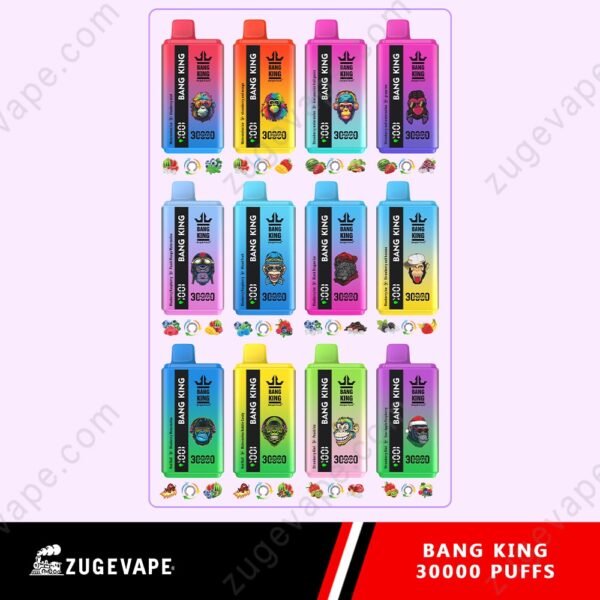Bang King vape collection, various flavors.