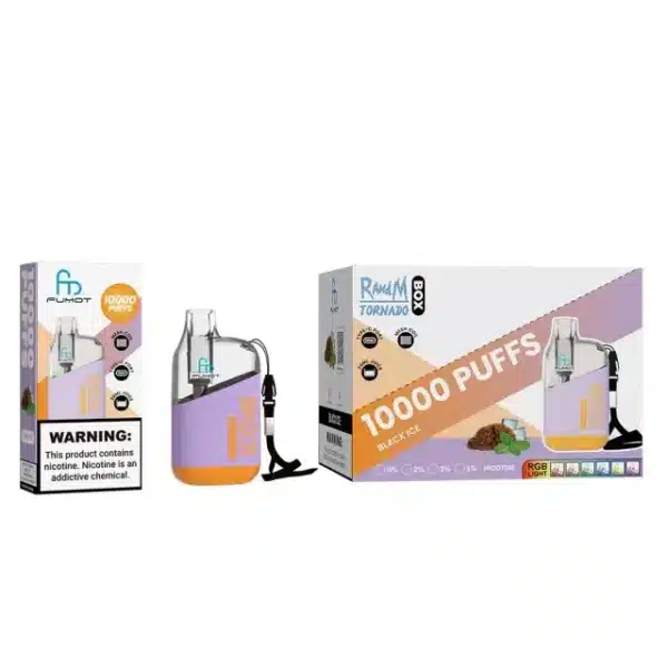 10000 puffs disposable vape packaging with warning label.