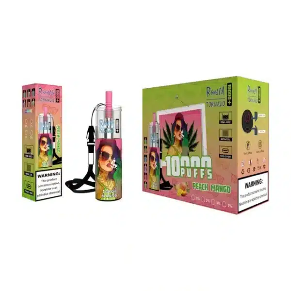Disposable vape pen, peach mango flavor, 10000 puffs.