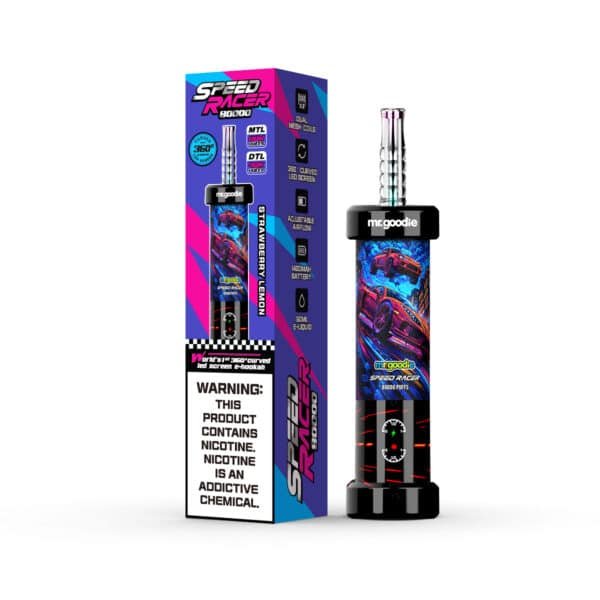Speed Racer e-hookah with box, strawberry lemon flavor.