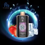 Fumot Tornado vape, strawberry ice flavor, icy background