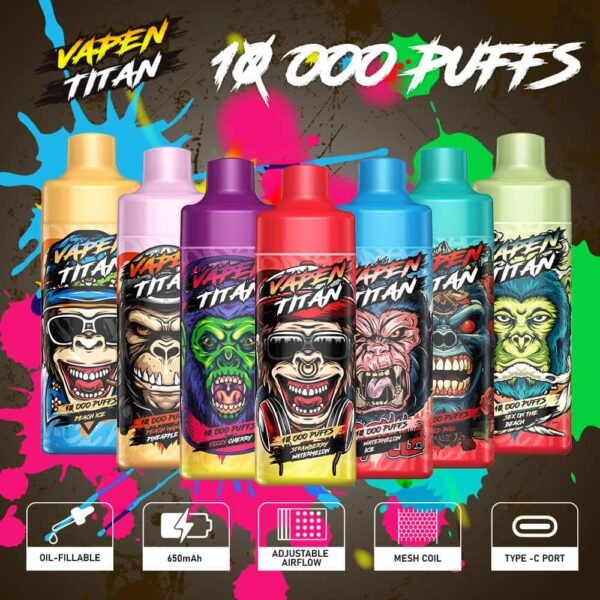 Colorful vape devices with monkey illustrations.