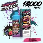 Vape product with 10,000 puffs, blue raspberry flavor.