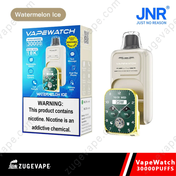 VapeWatch with Watermelon Ice flavor and smartwatch features.