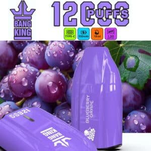 Purple vape device with blueberry grape theme.