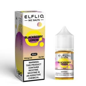 Elfliq Blackberry Lemon vape juice bottle and box