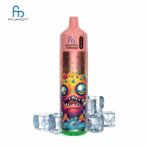 Colorful vape with cartoon monster and ice cubes.