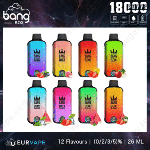 Colorful Bang Box vape flavors variety.