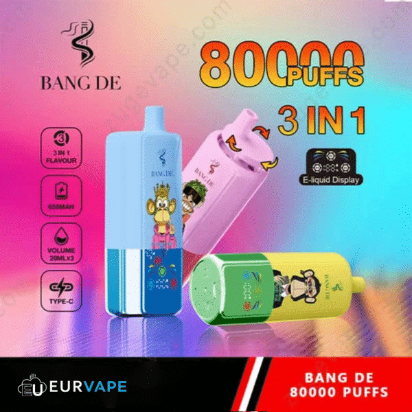 Bang De 80000 Puffs Vape, 3 in 1 flavors.