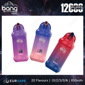 Three colorful vape pens with fruit flavors.
