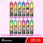 Colorful Bang King vape pens with fruit flavors.