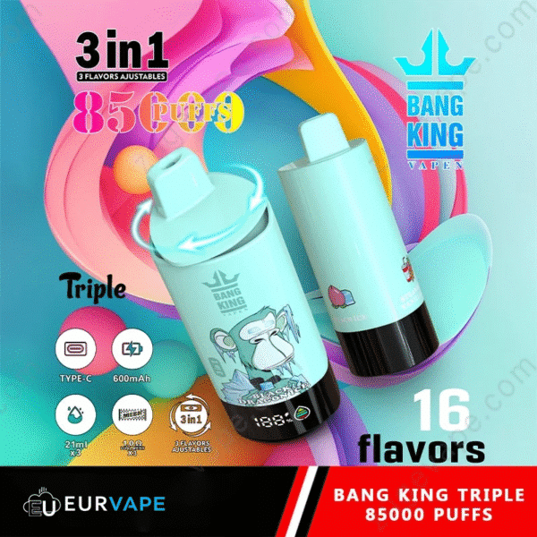 E-cigarette with 16 flavors, 85000 puffs capacity