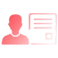 Silhouette and ID card icon, pink hues