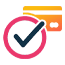 Credit card and checkmark icon for secure payment